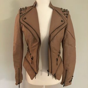 TCEC pink(rose) faux leather studded jacket